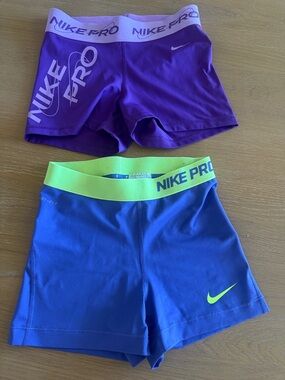 Nike Pro Purple and Blue Performance Shorts Set